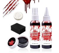 Kit Trucco Halloween Sangue Spray Rosso Simulato Effetto Reale con Sapone Detergente, Accessori da Travestimento Lavabile Zombie Vampiro per Feste Cosplay Effetti Speciali Accessori