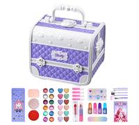 Kit trucco lavabile - 43 pezzi Giochi per ragazze - bellezza con manico viola per fingere ruolo - Set cosmetici Rossetto non tossico sicuro per bambini - Pennello ombretto Blush Specchio compatto