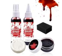 Kit trucco per Halloween, colore rosso realistico con sapone detergente, costume lavabile per cosplay Stage Role Play Dress Up Photo Shoots Haunted Party Performance, Staining Issue Prevention