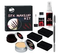Kit trucco per Halloween con effetti speciali trucco professionale SFX per costumi da vampiro zombie, sangue artificiale, gel, cera cicatriziale, ferite realistiche, tagli, ustioni per feste di