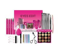 Kit trucco per occhi professionali, 18 x 16 x 4 pollici Adorable Mascara Eyeshadow Palette Eyelash Curler Brow Stamp Stencil Eyeshadow Brush and More