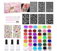 Kit Trucco Viso e Corpo - Trucco Attivato Ad Acqua ,Stencil Per Pittura Viso E Pennello Per Carnevale Cosplay Feste Halloween Compleanno Giornata Dei Bambini