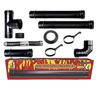 kit tubi stufa a pellet canna fumaria dn 80 tubo acciaio smaltato nero 600 CE Made in Italy porcellanata ASP