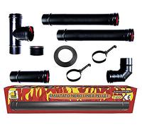 kit tubi stufa a pellet canna fumaria dn 80 tubo acciaio smaltato nero 600 CE Made in Italy porcellanata MD0