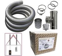 Kit tubo acciaio inox 316 flessibile 5 mt diametro 80 mm interno liscio a norma CE EN 1856 2 canna fumaria