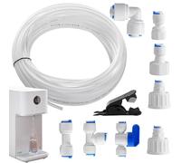 Kit tubo 'acqua RO, tubo in PE da 15 m, con taglierina e a connessione rapida, compatibile con macchine per il ghiaccio per acquario, caffè, ghiaccio, tubo di ingresso 'acqua per