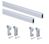 Emuca - Kit di asta appendiabiti ovale da armadio 750mm e supporti, Anodizzato opaco, Lotto di 2