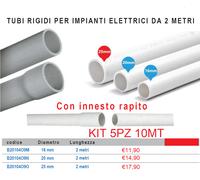 kit Tubo rigido 16 20 25 32 mm grigio PVC passacavi a parete per cavi elettrici