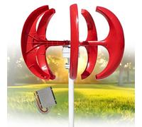 Kit Turbina Eolica, Doppio Strato 16000W 12V 24V 48V Generatore Eolico Ad Asse Verticale a 5 Pale Motore CA Sistema Solare Tipo Lanterna, per la Ricarica di Barche, Terrazze, Dinamo(Red,48V)