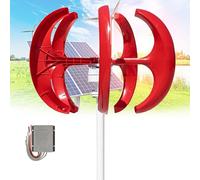 Kit turbina eolica verticale da 16000W,generatore eolico 12V 24V 48V,kit generatore eolico portatile a 5 pale,apparecchiatura per la produzione di elettricità elettromagnetica, energia eolica(Red,48V)