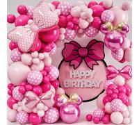 Kit tutto in 1 per arco di palloncini Minnie con fiocco e testa di topo in omaggio, mini palloncini per decorazioni di compleanno e forniture per feste di compleanno Oh Twodles per ragazze, feste di