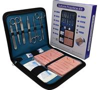 Kit tutto in uno per pratica di sutura 19 pezzi - Set chirurgico di suture con bisturi, pinzette, porta ago, forbici, pad per suture e materiale per cuciture - Set di esercitazione per studenti di