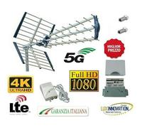 KIT TV ANTENNA DIGITALE TERRESTRE CON FILTRO 5G UHF ALIMENTATORE AMPLIFICATORE