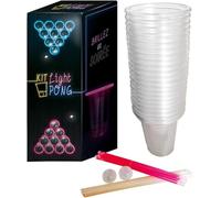 Kit Ufficiale Original Light Beer Pong | Kit Completo Light Beer Pong | 22 Coppe Americane | 24 Bastoncini Luminosi | 2 Sfere Fluorescenti | Gioco bevente | Serata di Gioco | OriginalCup®
