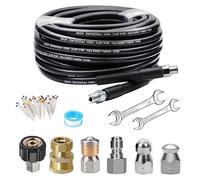 Kit ugello per idropulitrice 5800PSI Kit ugello per fognatura 100FT Ugello rotante per tubo flessibile Ugello pulsante per la pulizia dello scarico 25FT