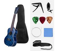 Kit Ukelele Ukulele principianti Concerto Acustico Da 23 Pollici Acoustic Ukulele Blue Comthood Body Body Ingegnerizzato Con Tastiera In Legno Con Cinturino Con Cinghie Del Sintonizzatore Gig (Color