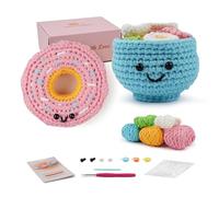 Kit Uncinetto Dessert per Principianti con Set di Avvio Amigurumi - Strumenti Completi per Uncinetti e Video Tutorial per Bambini e Adulti, Regalo Artigianale Fatto a Mano con Filato di Lana