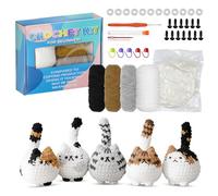 Kit Uncinetto per Principianti con Filato e Accessori Gattini | per Realizzare 5 Gattini all'Uncinetto, Guida Passo Dopo Passo, Ideale per Principianti e Hobby Creativi DIY