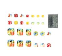 Kit Unghie Fai Da Te,Unghie Finte Estive Riusabili con Design - Adesivi Decorati per Adulti, Hobby, Famiglia, Spiaggia e Amiche con Stile Pedicure