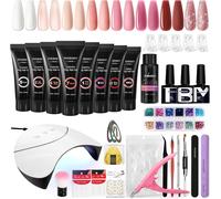 Kit Unghie Gel Completo, 8 Colori Rosa Gel Ricostruzione Unghie Con Lampada per