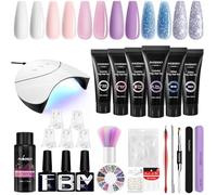 Kit Unghie Gel Completo con Lampada per Unghie 36W UV/LED, Phoenixy 6 Colori Viola Blu Kit Ricostruzione Unghie Gel Completo, Kit Unghie con Dual Form e Base Top Coat Lucido y Opaco