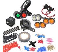 Kit universale per auto, ATV, UTV, XSS, indicatori di direzione, kit legale per manubrio, interruttore a pollice con luci LED, relè lampeggiante, sistema di cablaggio lampeggiante (kit N)
