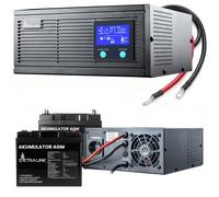 Kit UPS Extralink Thunder 3000VA/2100W con Inverter + 2x Batteria AGM Extralink 12V 45Ah, Onda Sinusoidale Pura, Tensione della