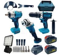 Kit Valigetta Attrezzi Professionale Batterie 88V con Trapano Avvitatore e Smerigliatrice Ottimo per forature precise e fissaggi sicuri kit Fai Da Te Per Lavori in Casa Torcia Trapano Elettrico 10