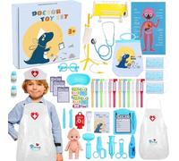 Kit Valigetta Dottore Bambini, Set di 44 Dottoressa Gioco Bambina Bambino, con Stetoscopio Reale, Giocattoli Chirurgo per Ragazzo/Femmina Bimba, Regalo Giochi Medico 3 Anni e Oltre - Blu