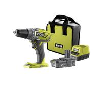 KIT VALIGETTA TRAPANO AVVITATORE A BATTERIA RYOBI "R18DD3-120S" 18V 2AH E CAR...