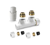 Kit valvola ad H termostatizzabile a squadra colore bianco con adattatore per tu