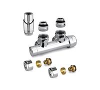 Kit valvola ad H termostatizzabile a squadra colore cromo con adattatore per tub