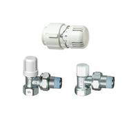 Kit Valvola + Detentore A Squadra + Testa Termostatica Attacco Ferro - 1/2