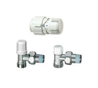 Kit Valvola + Detentore A Squadra + Testa Termostatica Attacco Rame - 3/8