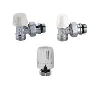 Kit Valvola + Detentore + Comando Termostatico - 1/2" A Squadra