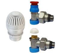 Kit valvola e detentore Giacomini per radiatore 3/8x16 squadra R470AX002