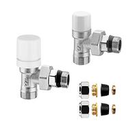 Kit valvola e detentore in acciaio con tappo bianco e raccordo rame 12 mm