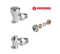 Kit Valvola Manuale E Detentore Cromato Per Termoarredo 1/2" con adattatori