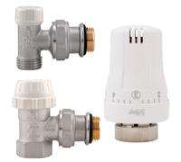 Kit valvola termostatica 1/2" con testa comando e detentore radiatore 0-28 C