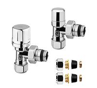 Inbagno Kit valvola termostatica e detentore in Acciaio dalle Diverse colorazioni, attacchi Standard G ½”, Completo di raccordi per Rame o Multistrato (Rame 12, Cromo)