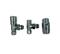 Kit Valvola Termostatica Radiatore 1/2 x 16 mm, Detentore e Testina Cromo | Per tubo multistrato da 16 mm; valvola, detentore, adattatori e testa termostatica inclusi