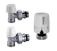 Kit valvola termostatizzabile con detentore e testa termostatica da 3/8" a squadra Caleffi 1222302