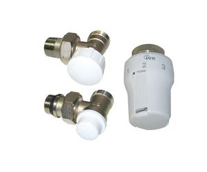 Kit valvola termostatizzabile con detentore e testa termostatica da 3/8' a squadra per Caloriferi e Termosifoni