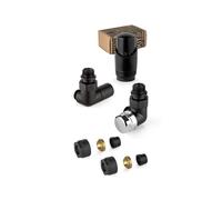 Kit valvole d'arredo colore nero e cromo con valvola termostatizzabile a sinistr