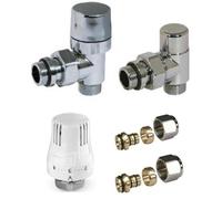 kit valvole radiatori 3/8 eleganti arredo cromate lucide con testa termostatica