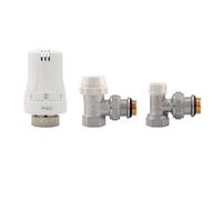 KIT VALVOLE TERMOSTATICHE AD ANGOLO FEMMINA 1/2" Valvole Detentori Radiatori