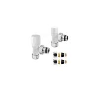 Kit valvole termostatiche e detentore bianco con raccordo in rame 12 mm