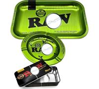 Kit vassoio RAW 3 in 1 - Emerald 20th Anniversary Edition vassoio per rollare, posacenere abbinato e scatola nera - Confezione da GetInStyle Shop