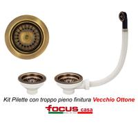 Kit Vecchio Ottone Piletta pilettone per lavello cucina 2 vasche