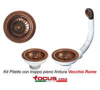Kit Vecchio Rame Piletta pilettone per lavello cucina 2 vasche